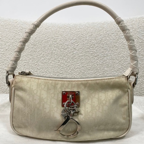 Authentic Christian Dior Oblique Cream White Pochette - Picture 1 of 14